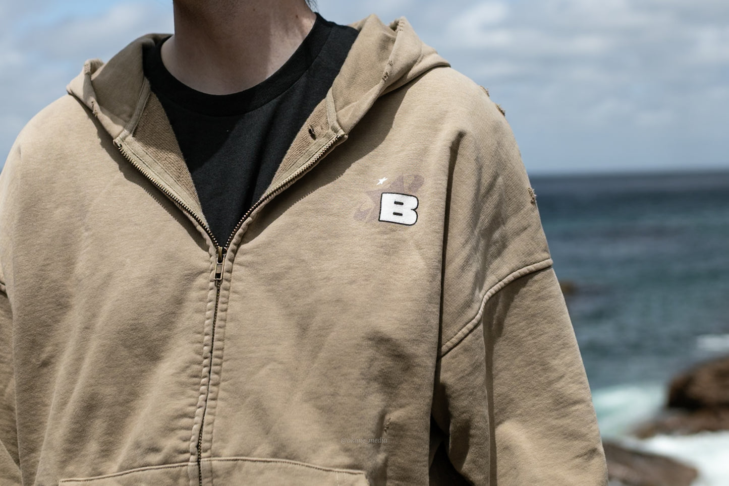 Hand-Frayed Zip Hoodie (ZH001)