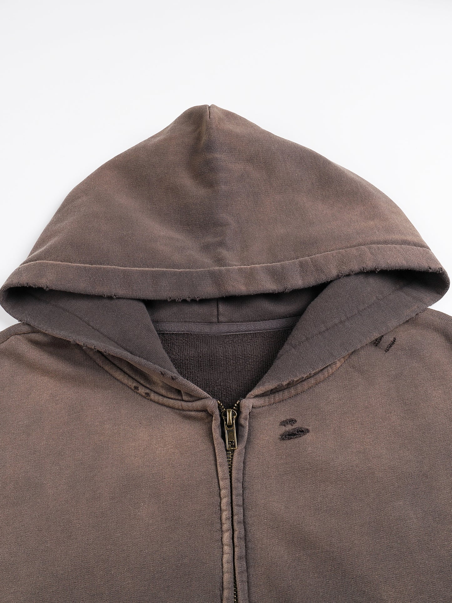 Hand-Frayed Zip Hoodie (ZH001)